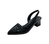Chunky Heel Sandalen Damen, Elegant Sandaletten Spitze Zehe Sandalette mit Absatz aus Faux Leder Plateau Sandals Slip On Geschlossene Sandale Pumps Sommerschuhe Plattform Strandsandalen Party Schuhe