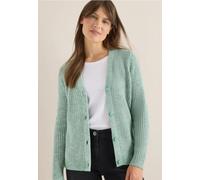 Cardigan CECIL, Damen, Gr. XL (44), grün (jewel grün melange), Web, 58% Baumwolle, 20% Polyacryl, 20% Polyester, 2% Nylon, meliert, normal normal, V-Ausschnitt, Rippbündchen, Strickjacken, im soften B