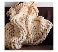 Chunky Yarn,Armstricken 500g Garn DIY sperrige Arm-Roving-Strick-Decke dicke klobige handgestrickte Häkeln-Hut-Schal-Nähgarn(Beige)