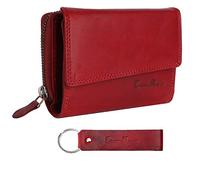 Chunkyrayan Echtleder Damen Geldbörse Hochwertig Vintage RFID Schutz inklusive Leder Schlüsselanhänger GB-18 Red
