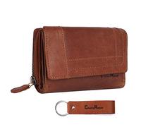 Chunkyrayan Echtleder Damen Geldbörse Hochwertig Vintage RFID Schutz inklusive Leder Schlüsselanhänger GB-23 Brown