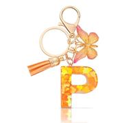 CHUQING Buchstabe Schlüsselanhänger Mädchen mit Schmetterling Orange P