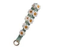 CHUQING Makramee Schlüsselanhänger Armband Stoff Schlüsselband Kurz Geflochten Schlüsselbund für Frauen Damen Mädchen Weiß und Grün