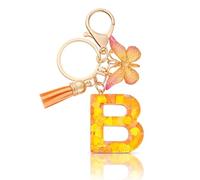 CHUQING Schlüsselanhänger Buchstabe Mädchen Schlüsselanhänger Schmetterling mit Anfangsbuchstabe für Frauen Damen Orange B