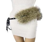 CHUYIX Frauengürtel Vintage Plüschgürtel Pelziger Patchwork Taillengürtel PU Ledergürtel Breiter Gürtel aus Kunstfell Ästhetischer Foto Requisiten Gürtel für Verschiedene Outfit Taillendekoration