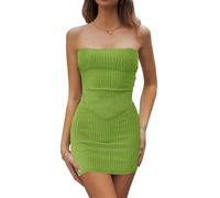 CHYRII Damen Sexy Sommer Zweiteilige Outfits Bandeau Ausgehen Crop Tops Bodycon Rock Sets Minikleid, Grün, S