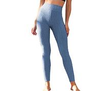 Cicano Tiktok Butt Leggings, Damen Yoga Hose Tummy Control Abnehmen Booty Workout Strumpfhose Anti Cellulite Leggings Blue S