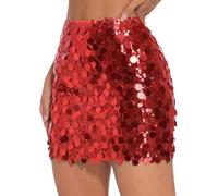Cicy Bell Damen Paillettenrock Kurz Glitzerrock Hohe Taille Minirock | Festival Party kleid Sexy Elastische A-Linie Röcke GlitzerSkirt