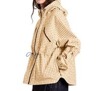 Cicy Bell Damen Regenjacke Oversize Kariertes Übergangsjacke Windbreaker | Reißverschluss,Lockere Windjacke,Kariertes Jackett,Outdoor Jacken，Leichte Sportjacke mit Kapuze,Zip Hoodie