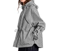Cicy Bell Damen Regenjacke Oversize Kariertes Übergangsjacke Windbreaker | Reißverschluss,Lockere Windjacke,Kariertes Jackett,Outdoor Jacken，Leichte Sportjacke mit Kapuze,Zip Hoodie