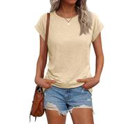 Cicy Bell Tshirt Damen Tops Rundhals Oberteile Elegant Basic Shirt Sommer Blusen.Hellgelb S