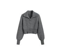 CIDER Strickjacke mit Reißverschluss für Damen, Herbst, trendig, langärmelig, grobe Strickjacke, offener Vorderkragen, Reißverschluss