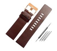 CIEMJSYNF 22 24 26 28 30 mm Lederarmband kompatibel mit Diesel DZ7396 7315 4318 4323 7313 7395 Serie Herrenarmband aus weichem Rindsleder(Dark brown-rose g-A,30mm-Width)