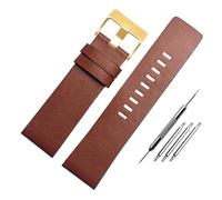CIEMJSYNF 22 24 26 28 30 mm Lederarmband kompatibel mit Diesel DZ7396 7315 4318 4323 7313 7395 Serie Herrenarmband aus weichem Rindsleder(Light brown-gold-A,28mm-Width)