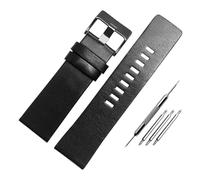 CIEMJSYNF 22 24 26 28 30 mm Lederarmband kompatibel mit Diesel DZ7396 7315 4318 4323 7313 7395 Serie Herrenarmband aus weichem Rindsleder(Black-black-A,28mm-Width)