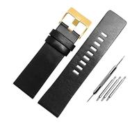 CIEMJSYNF 22 24 26 28 30 mm Lederarmband kompatibel mit Diesel DZ7396 7315 4318 4323 7313 7395 Serie Herrenarmband aus weichem Rindsleder(Black-gold-A,26mm-Width)