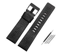 CIEMJSYNF 22 24 26 28 30 mm Lederarmband kompatibel mit Diesel DZ7396 7315 4318 4323 7313 7395 Serie Herrenarmband aus weichem Rindsleder(Black-black-B,26mm-Width)