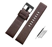 CIEMJSYNF 22 24 26 28 30 mm Lederarmband kompatibel mit Diesel DZ7396 7315 4318 4323 7313 7395 Serie Herrenarmband aus weichem Rindsleder(Brown-black-B,27mm-Width)
