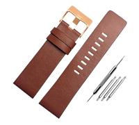 CIEMJSYNF 22 24 26 28 30 mm Lederarmband kompatibel mit Diesel DZ7396 7315 4318 4323 7313 7395 Serie Herrenarmband aus weichem Rindsleder(Light brown-rose g-A,27mm-Width)