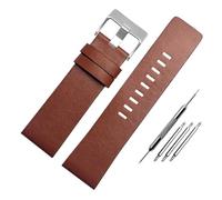 CIEMJSYNF 22 24 26 28 30 mm Lederarmband kompatibel mit Diesel DZ7396 7315 4318 4323 7313 7395 Serie Herrenarmband aus weichem Rindsleder(Light brown-silver-A,22mm-Width)