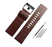 CIEMJSYNF 22 24 26 28 30 mm Lederarmband kompatibel mit Diesel DZ7396 7315 4318 4323 7313 7395 Serie Herrenarmband aus weichem Rindsleder(Dark brown-black-A,27mm-Width)