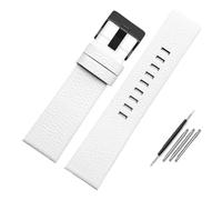 CIEMJSYNF 22 24 26 28 30 mm Lederarmband kompatibel mit Diesel DZ7396 7315 4318 4323 7313 7395 Serie Herrenarmband aus weichem Rindsleder(White-black-B,30mm-Width)