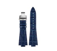 CIEMJSYNF 26 * 12mm Rindsleder Uhrenarmband Kompatibel Mit Tissot PRX Serie T137 407/410 Handgelenk Band Ersatz Armband Männer Sport(Blue-silver)