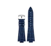 CIEMJSYNF 26 * 12mm Rindsleder Uhrenarmband Kompatibel Mit Tissot PRX Serie T137 407/410 Handgelenk Band Ersatz Armband Männer Sport(Blue-silver pin)
