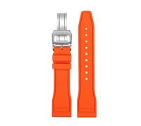 CIEMJSYNF Fluorkautschuk-Armband 20 21 22 mm, kompatibel mit IWC-Kautschuk-Uhrenarmband Pilot AMG Mark 18 Little Prince P7 Botafeno Herren-Viton-Band(A-orange-silver,20mm)
