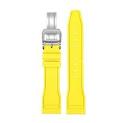 CIEMJSYNF Fluorkautschuk-Armband 20 21 22 mm, kompatibel mit IWC-Kautschuk-Uhrenarmband Pilot AMG Mark 18 Little Prince P7 Botafeno Herren-Viton-Band(A-yellow-silver,21mm)