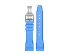 CIEMJSYNF Fluorkautschuk-Armband 20 21 22 mm, kompatibel mit IWC-Kautschuk-Uhrenarmband Pilot AMG Mark 18 Little Prince P7 Botafeno Herren-Viton-Band(A-light blue-silver,20mm)