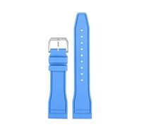 CIEMJSYNF Fluorkautschuk-Armband 20 21 22 mm, kompatibel mit IWC-Kautschuk-Uhrenarmband Pilot AMG Mark 18 Little Prince P7 Botafeno Herren-Viton-Band(Light blue-silver,22mm)