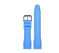 CIEMJSYNF Fluorkautschuk-Armband 20 21 22 mm, kompatibel mit IWC-Kautschuk-Uhrenarmband Pilot AMG Mark 18 Little Prince P7 Botafeno Herren-Viton-Band(Light blue-black,21mm)