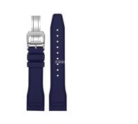 CIEMJSYNF Fluorkautschuk-Armband 20 21 22 mm, kompatibel mit IWC-Kautschuk-Uhrenarmband Pilot AMG Mark 18 Little Prince P7 Botafeno Herren-Viton-Band(A-blue-silver,20mm)