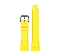 CIEMJSYNF Fluorkautschuk-Armband 20 21 22 mm, kompatibel mit IWC-Kautschuk-Uhrenarmband Pilot AMG Mark 18 Little Prince P7 Botafeno Herren-Viton-Band(Yellow-black,21mm)