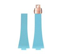 CIEMJSYNF Fluorkautschuk-Armband, kompatibel mit Tissot PRX-Serie, 35 mm, 40 mm, Butterfly-Schnalle, FKM, Herren und Damen, Schnellverschluss, Ersatz-Uhrenarmband(Light blue-rose gold,12mm)