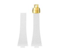 CIEMJSYNF Fluorkautschuk-Armband, kompatibel mit Tissot PRX-Serie, 35 mm, 40 mm, Butterfly-Schnalle, FKM, Herren und Damen, Schnellverschluss, Ersatz-Uhrenarmband(White-Gold,11mm)