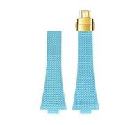 CIEMJSYNF Fluorkautschuk-Armband, kompatibel mit Tissot PRX-Serie, 35 mm, 40 mm, Butterfly-Schnalle, FKM, Herren und Damen, Schnellverschluss, Ersatz-Uhrenarmband(Light blue-Gold,12mm)