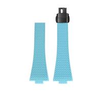 CIEMJSYNF Fluorkautschuk-Armband, kompatibel mit Tissot PRX-Serie, 35 mm, 40 mm, Butterfly-Schnalle, FKM, Herren und Damen, Schnellverschluss, Ersatz-Uhrenarmband(Light blue-Black,11mm)