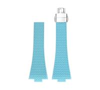 CIEMJSYNF Fluorkautschuk-Armband, kompatibel mit Tissot PRX-Serie, 35 mm, 40 mm, Butterfly-Schnalle, FKM, Herren und Damen, Schnellverschluss, Ersatz-Uhrenarmband(Light blue-Silver,12mm)