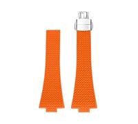 CIEMJSYNF Fluorkautschuk-Armband, kompatibel mit Tissot PRX-Serie, 35 mm, 40 mm, Butterfly-Schnalle, FKM, Herren und Damen, Schnellverschluss, Ersatz-Uhrenarmband(Orange-Silver,11mm)