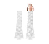 CIEMJSYNF Fluorkautschuk-Armband, kompatibel mit Tissot PRX-Serie, 35 mm, 40 mm, Butterfly-Schnalle, FKM, Herren und Damen, Schnellverschluss, Ersatz-Uhrenarmband(White-rose gold,12mm)