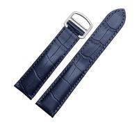 CIEMJSYNF Kompatibel mit Cartier Solo Herren- und Damenuhrenkette Krokodil Blau Rot Rosa Uhrenarmband Armband Gürtel 16 18 20 mm(Blue silver,16mm)