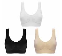Cihdmfb 3er Pack Sport BH Damen Große Größe Bequemer Seamless Bustier Damen Ohne Buegel Push up Soft Bra Schlaf Still Sport BH Bralette Brüste Schlaf BH Gepolstert Wohlfühl Bustiers Top(A Schwarz,L)