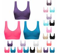Cihdmfb 3er Pack Sport BH Damen Große Größe Bequemer Seamless Bustier Damen Ohne Buegel Push up Soft Bra Schlaf Still Sport BH Bralette Brüste Schlaf BH Gepolstert Wohlfühl Bustiers Top(A BU1,6XL)