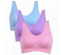 Cihdmfb 3er Pack Sport BH Damen Große Größe Bequemer Seamless Bustier Damen Ohne Buegel Push up Soft Bra Schlaf Still Sport BH Bralette Brüste Schlaf BH Gepolstert Wohlfühl Bustiers Top(A Rosa,L)