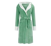 Cihdmfb Bademantel mit Kapuze Damen Flauschig Große Größe Lang Warm Fleece Morgenmantel Fleece Robe Damen Einfarbig Dressing Gown Women Kuschelige Bademäntel für Damen(A Grün,5XL)