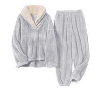 Cihdmfb Hausanzug Damen Winter Warm Flauschig Jogginganzug Damen Fleece Kuschelig Freizeitanzug Warm Schlafanzug Flanell-Kuschelanzug Flauschig 2 Teilig Teddy-Fleece Trainingsanzug