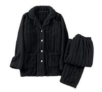 Cihdmfb Hausanzug Damen Winter Warm Flauschig Jogginganzug Damen Fleece Kuschelig Freizeitanzug Warm Schlafanzug Flanell-Kuschelanzug Flauschig 2 Teilig Teddy-Fleece Trainingsanzug(C Schwarz,M)