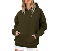 Cihdmfb Hoodie Damen Oversize Sweatshirt mit Kapuze Elegant Einfarbig Langarm Kapuzenpullover Locker Casual Pullover Sweatshirt Teenager Mädchen Basic Solide Langrmshirt Tops Streetwear(A-Bronze,5XL)